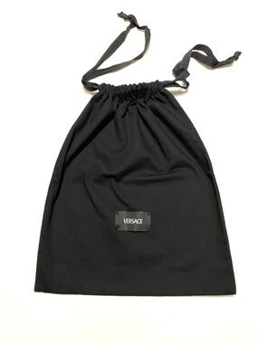 Authentic Versace Black Cotton Dust Bag Drawstring Storage Bag